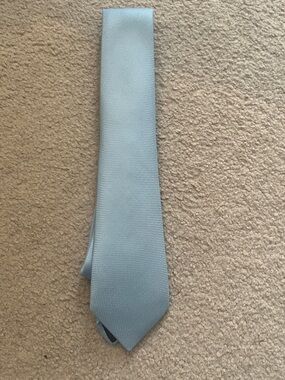 Hermes Light Blue Textured Silk Tie